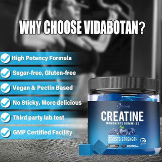 Zooone Creatine Monohydrate Gummies 150 Counts Blueberry Flavor 6g Per Serving Vegan Non-GMO Gluten-Free Pre Workout Supplement