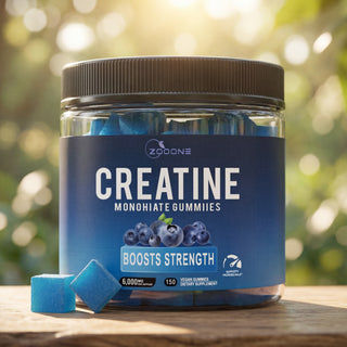 Zooone Creatine Monohydrate Gummies 150 Counts Blueberry Flavor 6g Per Serving Vegan Non-GMO Gluten-Free Pre Workout Supplement