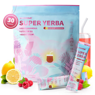 Zooone Super Yerba | Yerba Mate Instant Drink Powder |  RASPBERRY LEMONADE Flavor | 30 Servings