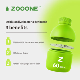 Zooone Probiotics 60 Billion CFU - 30 Bottles x 0.7oz - Natural Supplement for Digestive Health & Metabolism Support - Gentle Formula for Comfort