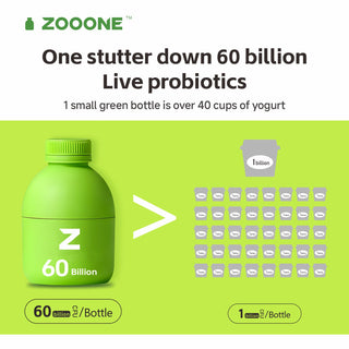 Zooone Probiotics 60 Billion CFU - 30 Bottles x 0.7oz - Natural Supplement for Digestive Health & Metabolism Support - Gentle Formula for Comfort