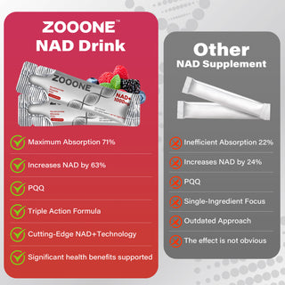 Zooone NR1000-NAD+ Berry Flavor Drink Mix for Skin Aging Support, Energy, and Focus - 30 Pack