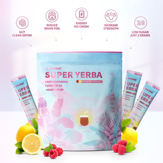 Zooone Super Yerba | Yerba Mate Instant Drink Powder |  RASPBERRY LEMONADE Flavor | 30 Servings